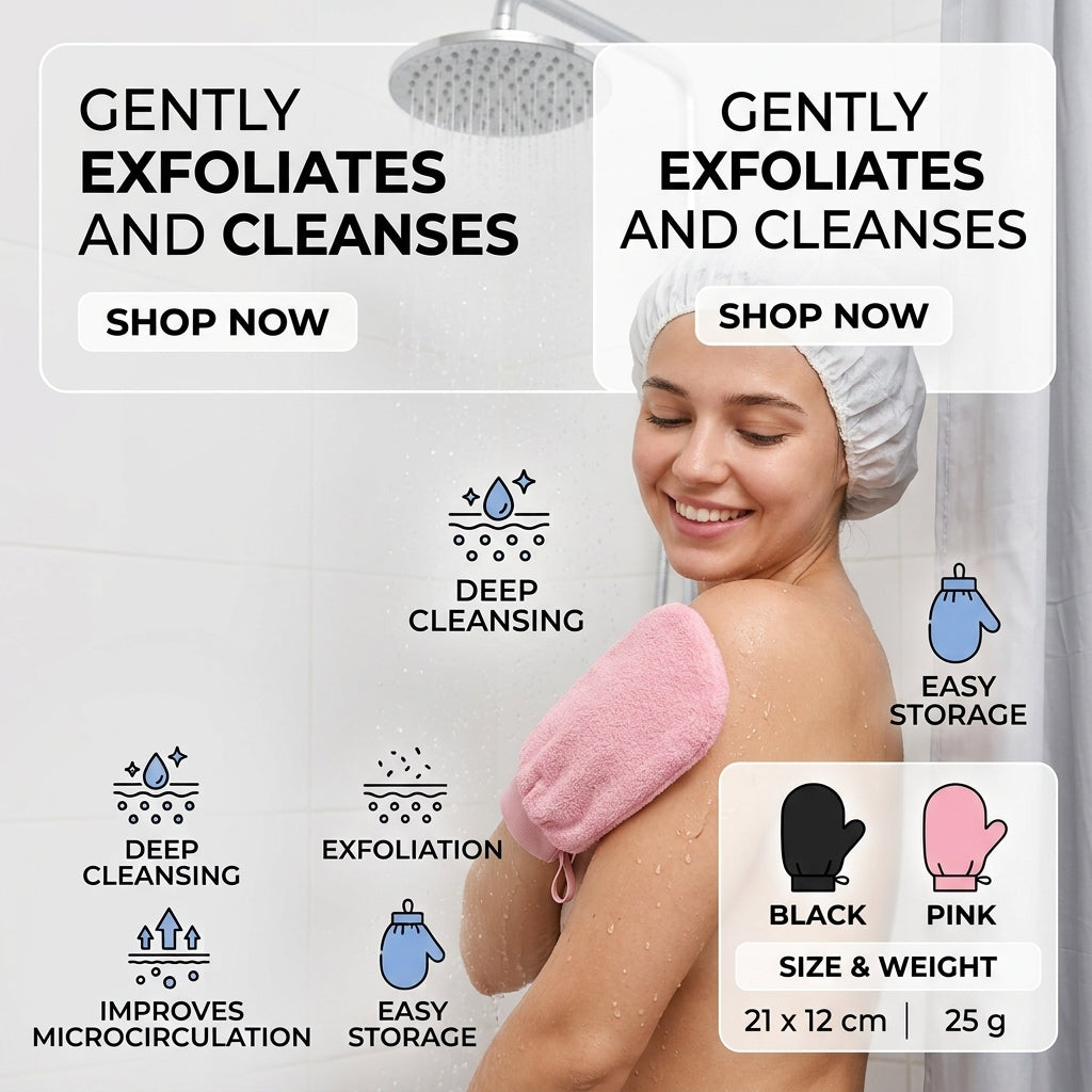 Exfoliating Body Glove – Deep Cleansing & Visibly Silkier Skin