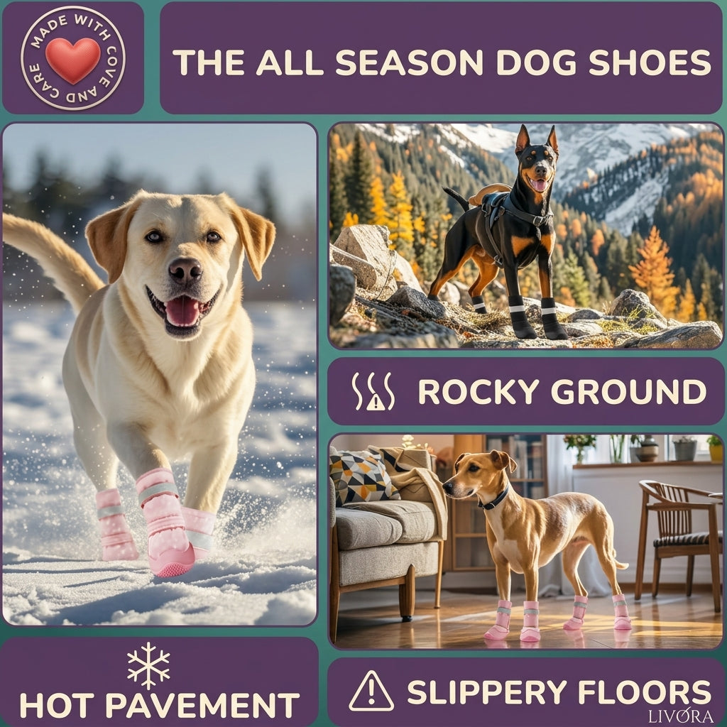 High Coverage Waterproof Dog Boots & Booties – Non-Slip Paw Protection for Winter, Snow, Hot Pavement, and Outdoor HikingProduct.
